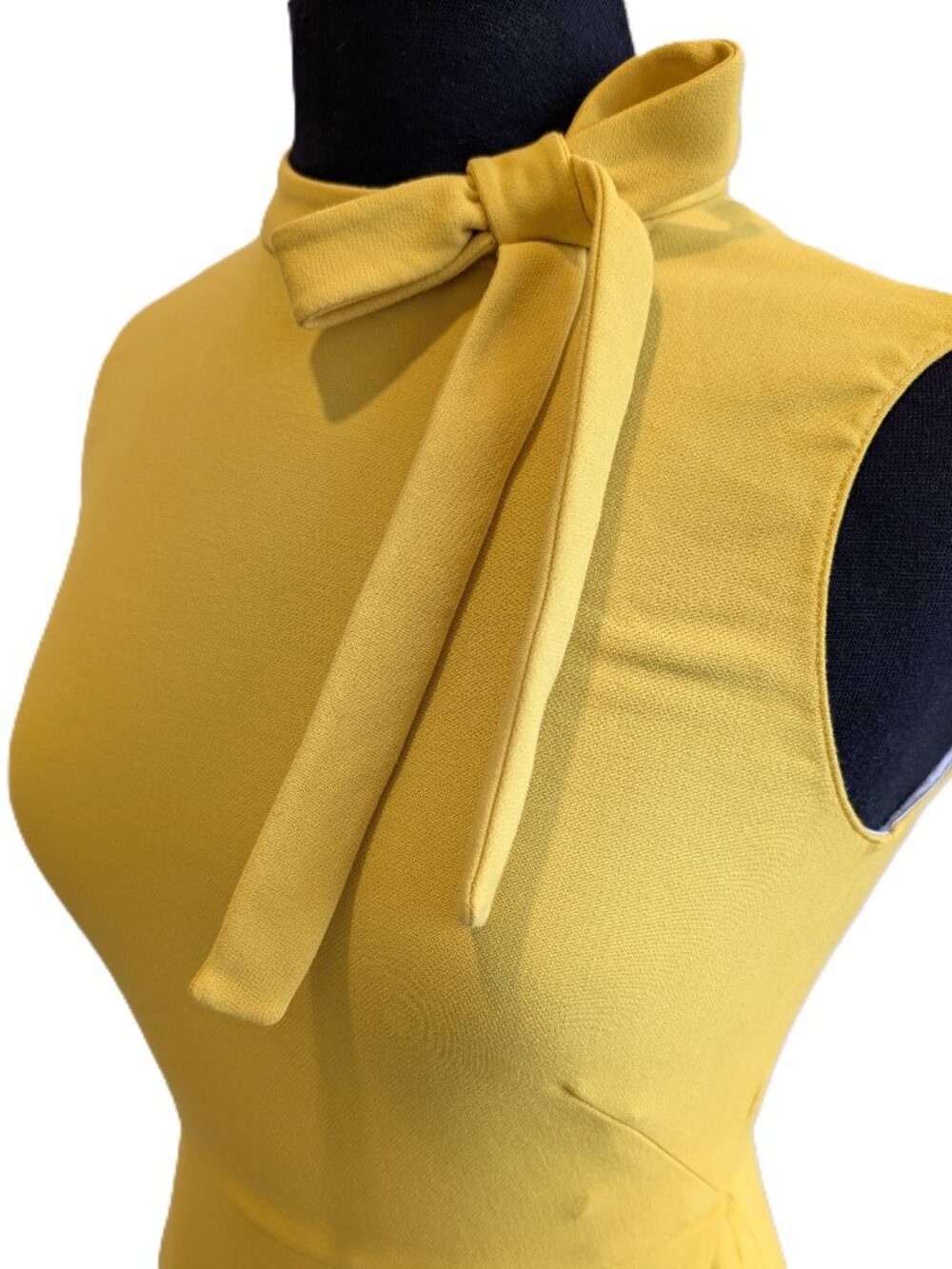 Zara Mustard Bow-Neck Sleeveless Midi Dress - Picture 2 of 10